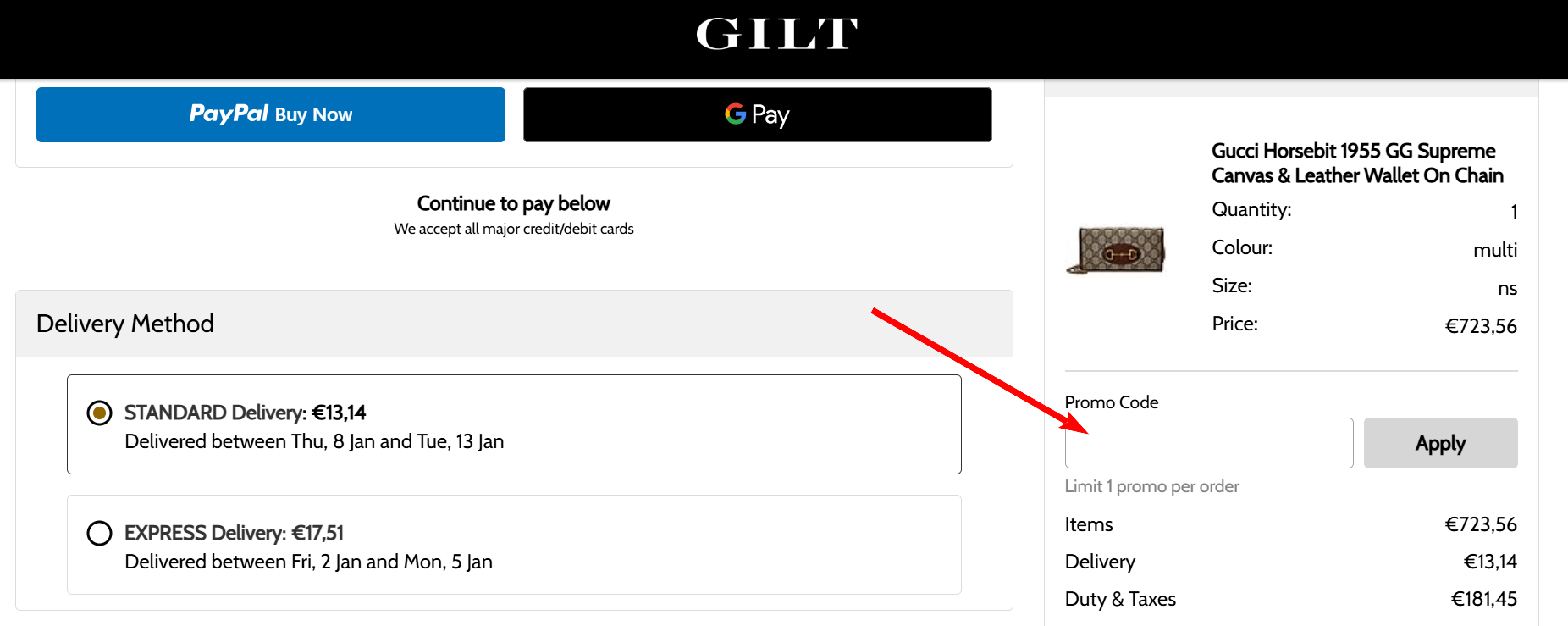 “How to activate a Gilt promo code”
